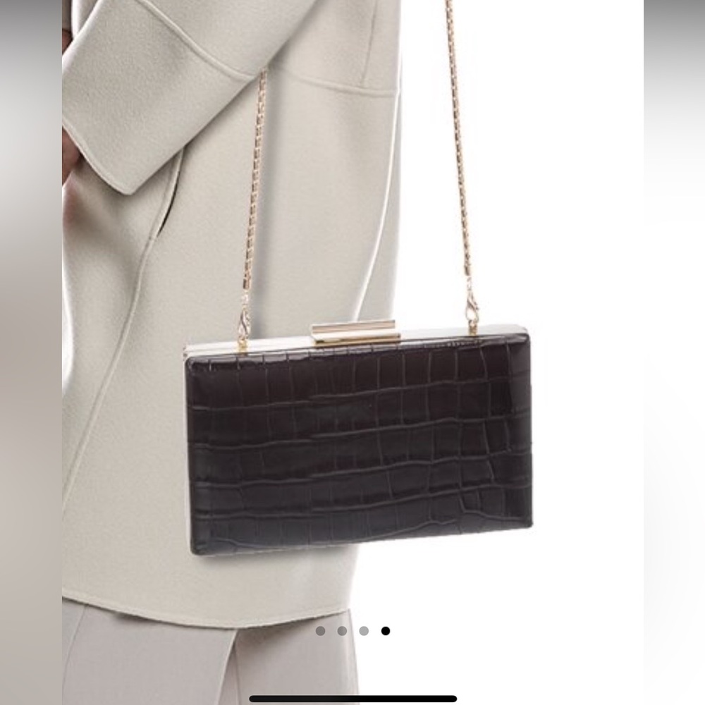 NWT JASON WU evening bag-croc emboss-leather-goldtone hrdwr-sleek/sophisticated